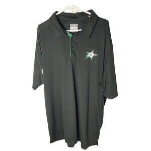 Dallas Stars Polo Shirt Men’s 2XL (Short) Black Heather Performance Stretch NHL